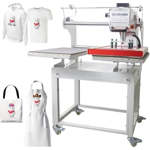 16x24 Inch Large Auto Pneumatic Dual Heat Press Machine, for DTF & Sublimation Transfer T-Shirt with Laser Positioning and Movable Stand,Sliding Side Commercial 40x60cm Heat Press