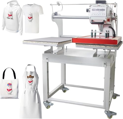 InkSonic 16x24 Inch Large Auto Pneumatic Dual Heat Press Machine, for DTF & Sublimation Transfer T-Shirt with Laser Positioning and Movable Stand,Sliding Side Commercial 40x60cm Heat Press