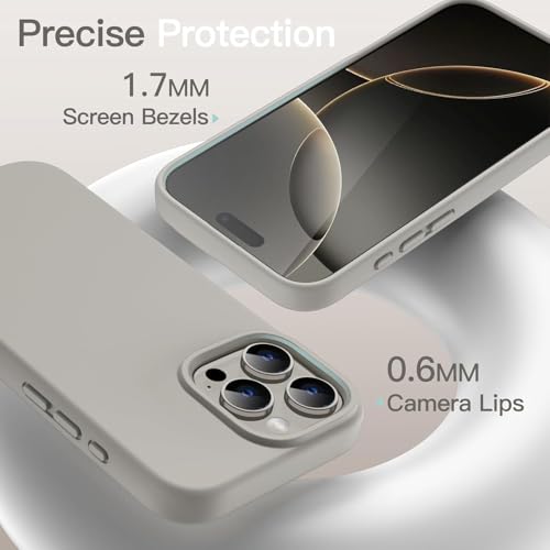 Image of AIBEX Premium Liquid Silicone Back Cover Case Compatible for iPhone 16 Pro | Shockproof, Drop and Camera Protection | Slim Phone Case, Anti-Scratch Soft Microfiber Lining - Grey