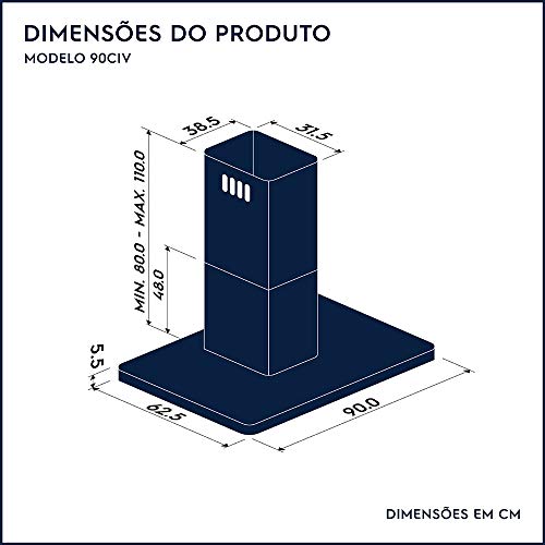 Coifa de Ilha Electrolux Pro Series 90 cm com Painel Eletrônico, Preta - 90CIV