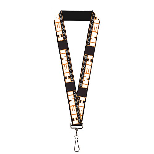 Hemi Lanyard, Hemi Powered Logo Repeat Black Orange White Gray, Elastic