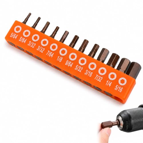Image of 12Pcs Imperial Hex Bit Set S2 Alloy Steel 1/4" Shank Magnetic Drill Bits