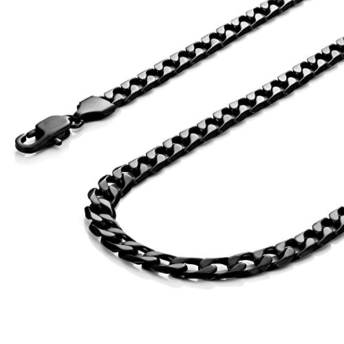 Potente 59cm de cadena para hombre de acero Collar Negro inoxidable 316L (6 mm) Cover
