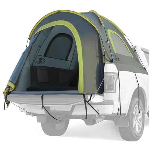 JOYTUTUS Pickup Truck Tent 2.0, Waterproof PU2000mm Double Layer for 2 Person, Portable Truck Bed Tent with Rainfly, 5.5'-6' Camping Preferred - Green