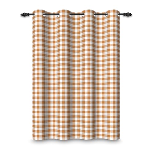 ggaimwf 135x175cm Plaid Rideau à œillets Chiffon Buffalo Marron Clair et Blanc Classique Vichy...