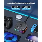 TROND Headphone Stand with USB C, Desk Gaming Headset Holder with 3 AC Outlets, 2 USB-A and 1 USB-C, Headset Stand with 5 RGB Light Modes, for Gaming Desk Accessories Gamer Boyfriend Gifts - Image 4