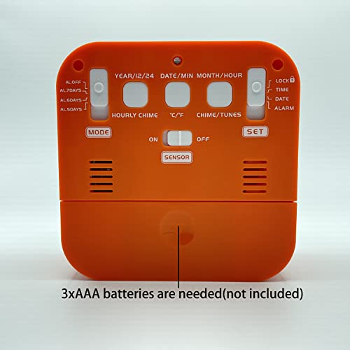 Talking Alarm Clock With Female Voice, Talking Clock With Hourly Chime Function(Talking Time Each Hour), Low Vision Clock For The Blind/Visually Impaired/Seniors/Elderly(Orange) #TOP6