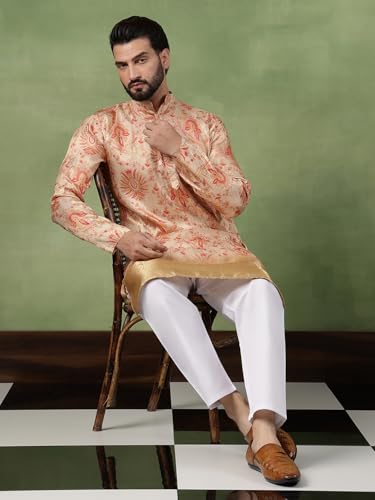 Image of SOJANYA (Since 1958 Men's Silk Banarasi Design Long Kurta