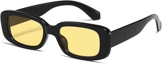 VALWICK Retro Candy Shape Rectangular Sunglasses with Dark Tinted Lenses, Vintage Frame, Unisex