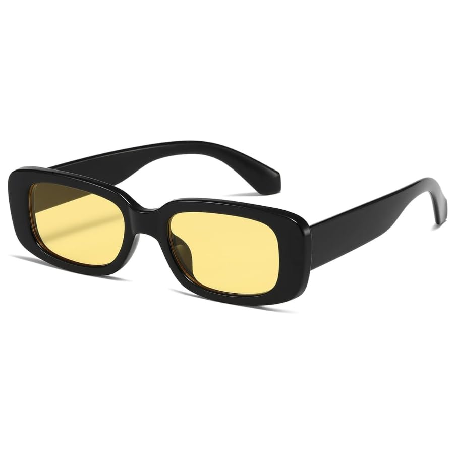 Retro Candy Shape Rectangular Sunglasses with Dark Tinted Lenses, Vintage Frame, Unisex-image-11