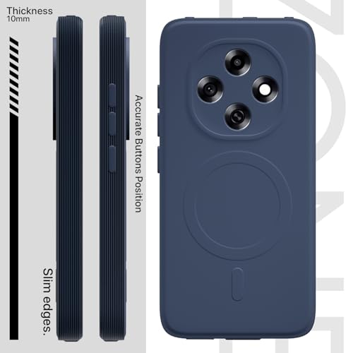 Image of Outlouders Back Cover for Oppo F31 Pro Plus 5G Soft Matte Silicone Cover with Slim Fit | Mag-Safe Logo (Not Mag-Safe Compatible) | Shockproof | Camera Protection Bumper Case (Blue)