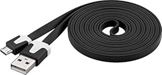 Premium Cord USB Micro USB PVC Flat Connection Cable 2 m USB A Male to Micro B Male USB 2.0 High Speed Data Cable 2 x Shielded AWG28 Colour White Length 2 m
