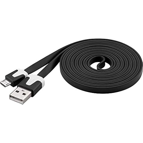 PremiumCord USB Micro USB PVC Flat Connection Cable 2 m USB A Male to Micro B Male USB 2.0 High Speed Data Cable 2 x Shielded AWG28 Black Length 2 m Cover