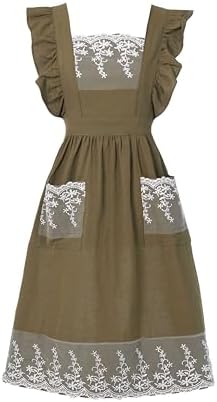 Aoomzoon Vintage Aprons for Women with Pockets Cute Lace Ruffle A...