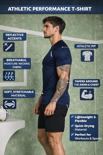 Image of Kvetoo Mens Dry Fit Gym T Shirt Quick Dry Sweat Proof Breathable Workout Tee Muscle Fit Athletic Sports T Shirt for Gym Running Training