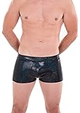 Revolver Fashion / Funstigators Festival Clothing: Men's Holographic Brief Booty Shorts With Front Pouch - Made in USA (Large, Holographic Black)