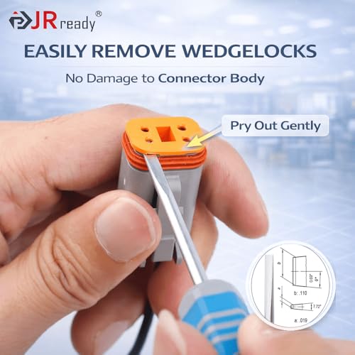Image of JRready ST5393 14-Pack Deutsch Pin Removal Tool DRK-RT1B (Heat-Treated S2 Steel) for DT, DTM, DTP Connectors - Bulk Pin Extraction Tool Set for Automotive, Heavy Duty Truck & Fleet Maintenance