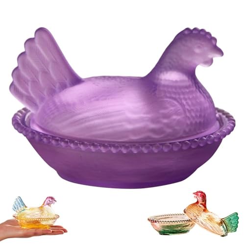 Chicken Shaped Crystal Glass Candy Dish, Chicken Candy Dish with