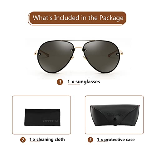 Image of Xpectrum Classic Double Bridge Metal Aviator Sunglasses for Women Men Trendy Retro UV400 Rimless Sun Glasses