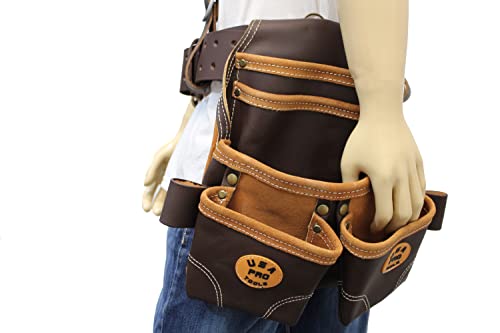 Usa Pro Tools Tool Belt,Leather Tool Rig For Carpenters,Framers,Electricians,Constructors,And Handyman,Adjustable Tool Pouches,Sst 1214-1215 #TOP2