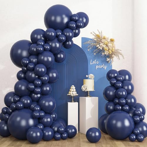 Image of RUBFAC 135pcs Navy Blue Balloons Different Sizes 18 12 10 5 Inch Dark Blue Latex Balloon Garland Arch for Graduation Birthday Party Baby Shower Wedding Decorations