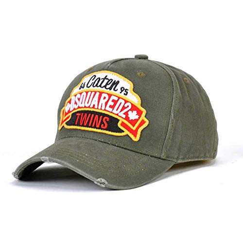 Dsq Campaña Gorra de béisbol Gorra De Béisbol De Verano De Algodón DSQUARED2 Hat De Camionero para Hombre, Ajustable De 57-59 Cm(Color:Verde)