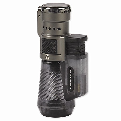 Vertigo Cyclone Charcoal and Brushed Chrome Triple Flame Torch Lighter
