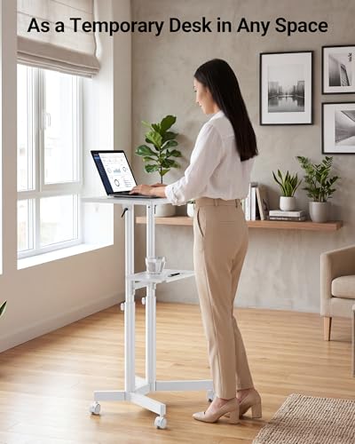 Image of BONTEC Lecterns & Podiums Portable Mobile Standing Laptop Desk, Sit Stand