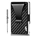 Price comparison product image Vebel Credit Card Holder - Carbon Fiber NFC RFID Blocking Wallet Metal with Front Pocket Money Clip Super Slim Case Holders Small Screw Driver Gift Purse for Men, Black