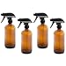 16oz Empty Amber Dark Brown Glass Spray Bottles w/Labels, Caps, and Funnel - Mist & Stream Trigger Sprayer - BPA Free - Boston Round Heavy Duty Bottle - For Essential Oils, Cleaning, Kitchen, Hair