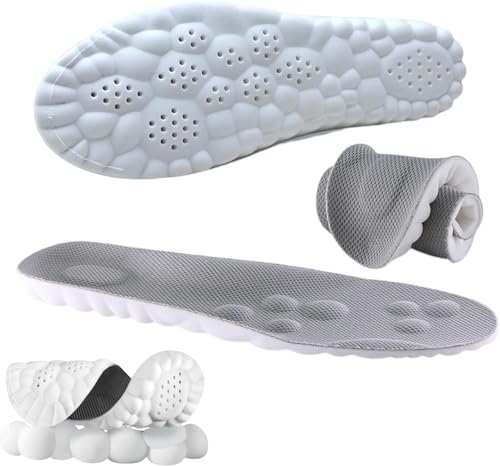 Plantilla con tecnología 4D Cloud - Plantillas 4D en forma de U, plantillas de espuma viscoelástica, fascitis plantar y soporte de arco, plantillas ortopédicas para zapatos para senderismo (gris,