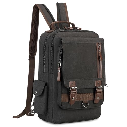Image of mygreen Canvas Cross Body Messenger Bag Shoulder Sling Backpack Travel Rucksack