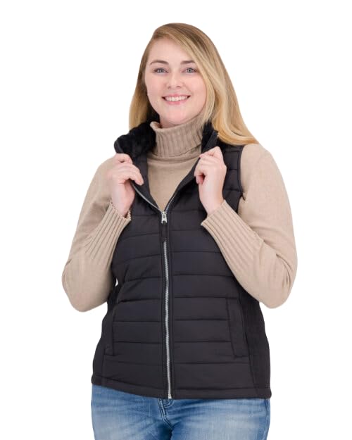 Black Cut-Sleeve Winter Women's Jacket - Sleeveless Casual Plus Size-picture-10