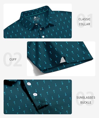 Image of ZITY Mens Golf Polo Shirts Short Sleeve UPF 50+ Performance Moisture Wicking Print Pattern Casual Collared Golf Shirt for Men
