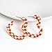 Vintage Minimalist 80s C Shaped Acrylic Dangle Earrings Lightweight Geometric Black White Plaid Hoop Earrings Colorful Chunky Big Earrings Statement Jewelry Gifts for Women-Orange2
