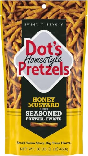 Image of Dot's Homestyle Pretzels Honey Mustard Seasoned Pretzel Twist Snack, 16oz Grocery Sized Bag (Pack of 10)