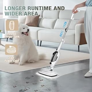 11-in-1 Steam Mop, Powerful Handheld Steam Cleaner for Home with 23FT Cord &15.2 OZ Water Tank, 3 Steam Modes MultiPurpose Steam Mop for Hardwood Floors, Clothes, Tile, Windows, Carpet