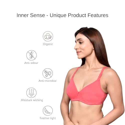 Image of Inner Sense Organic Cotton Bamboo Nursing Bra for Women I High Coverage Feeding Bra with Lace Detailing on Neckline I Non Padded Maternity Wear with Wirefree Design