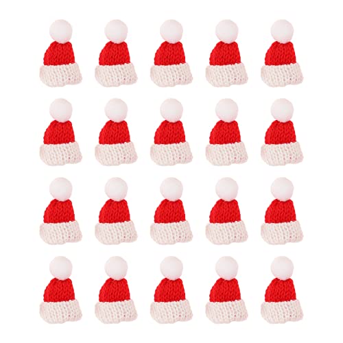 Mini bonnets de Noël rouge en laine GALPADA lot de 20 pour décoration table fête