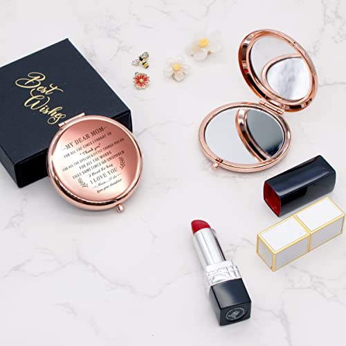 Wailozco To My Dear Mom I Love You Love Saying Rose Gold Compact Mirror For Mom From Daughter,Unique Meaningful Mom Gifts For Mom Mother Mother's Day Birthday Christmas From Daughter #TOP2