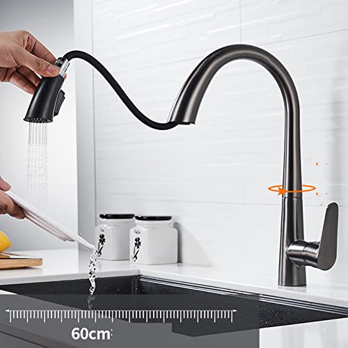 Robinet de cuisine en laiton chrome avec douchette extractible haut de gamme - 3