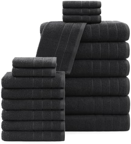 Amazon.com: Casa Platino Black Towels for Bathroom Sets, 18 Piece ...