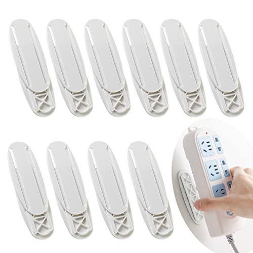 Xhuidz 10 Pièces Support Mural pour Bloc multiprise,Support Mural Multiprise Auto adhésif,Fixation de Multiprise en Plastique,pour Support Prise Plug in,Routeur Power Strip,WiFi et Télécommande Cover