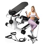 Steppers for Exercise at Home, Mini Stair Stepper with Resistance Bands, Portable Under Desk Stepper Workout Step Machine 300 lbs Weight Capacity