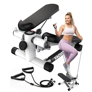 Steppers for Exercise at Home, Mini Stair Stepper with Resistance Bands, Portable Under Desk Stepper Workout Step Machine 300 lbs Weight Capacity