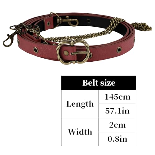 Image of HiiFeuer Medieval Faux Leather Chain Belt, Adjustable DIY Red Thin Belt | Red B,adjustable chain waist belt, Unisex, Ren Faire, Cosplay, Medieval Thin Belt, LARP