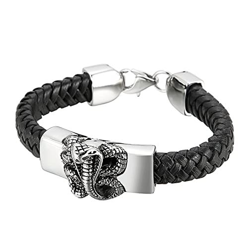 Bracelet en cuir tressé 22cm idéal pour look rock en soirée et au quotidien