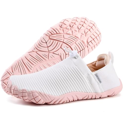 Image of WateLves Water Shoes Womens Mens - Comfortable Lightweight Striped Pattern Barefoot Shoes for Beach Swim Pool Yoga Boating Water Aerobics