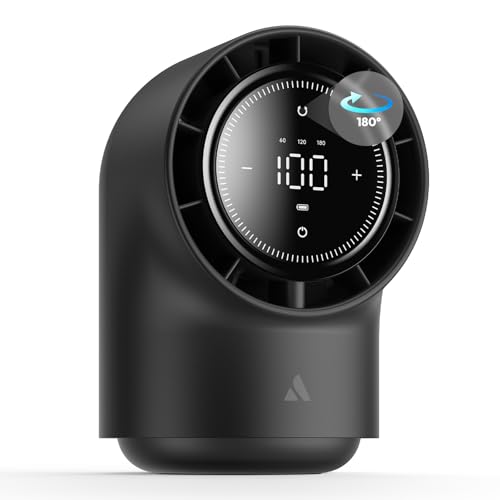 Aecooly Touch Control Desk Fan, 100 Speeds Quiet Bedroom Digital Display 8000mAh 3 Oscillation Angles Battery Powered Small Desktop Table Fan for Bedroom, Bedside, Office, Travel (Black)