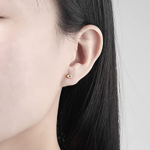 Dainty Evil Eye Mini Cartilage Stud Earrings Sterling Silver S925 Blue Crystal CZ Wedding Earring Ear Piercing Tiny Tragus Studs Post Cute Jewelry Gifts for Women4